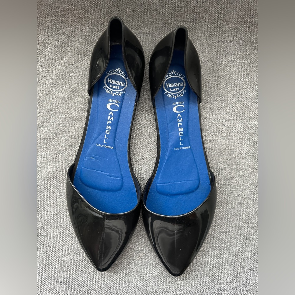 Jeffrey Campbell Havana Last Black Rubber Pointed Toe Jelly Flats